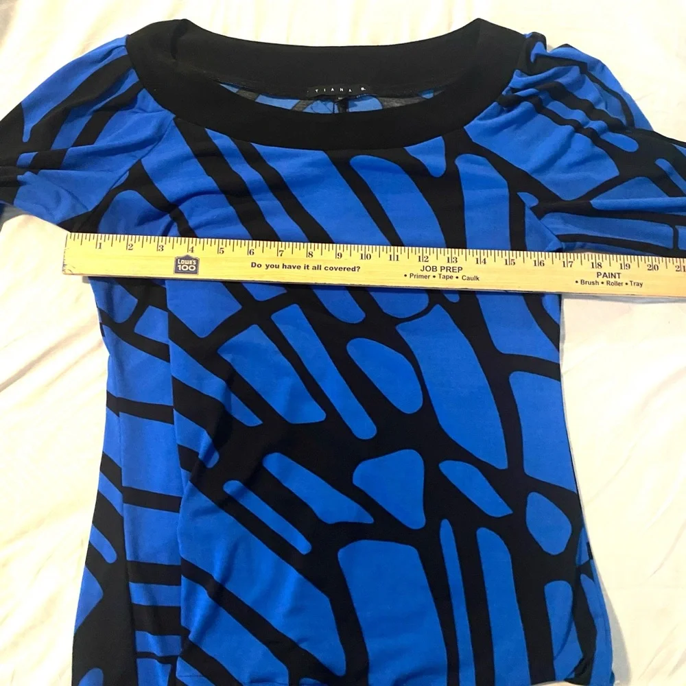 Tiara B Blue and Black Women's Top - Picture 3 of 4